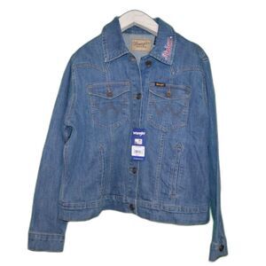 WRANGLER RETRO COLLEGIATE EMBROIDERED DENIM JACKET IN UNIVERSITY OF ALABAMA XXL